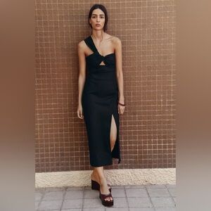 Zara ASYMMETRIC CUT OUT LINEN MIDI DRESS
